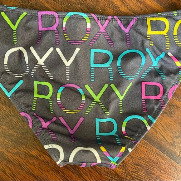 🛍️3/$40 Roxy Swimwear Graphic Bikini Bottom Tie Sides Black Size Small - Picture 5 of 5